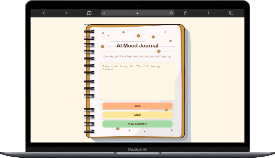 Screenhots of AI Mood Journal