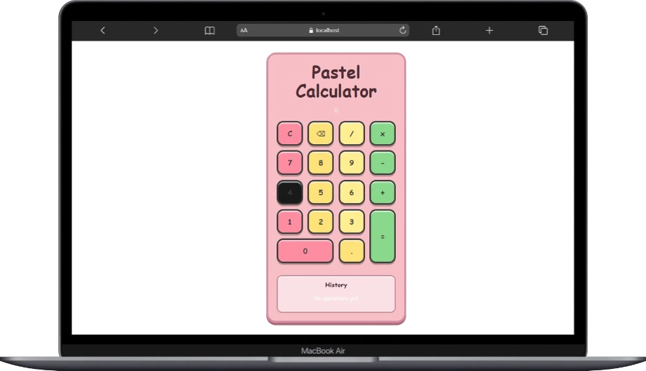 Screenhot of Pastel Calculator using React Js