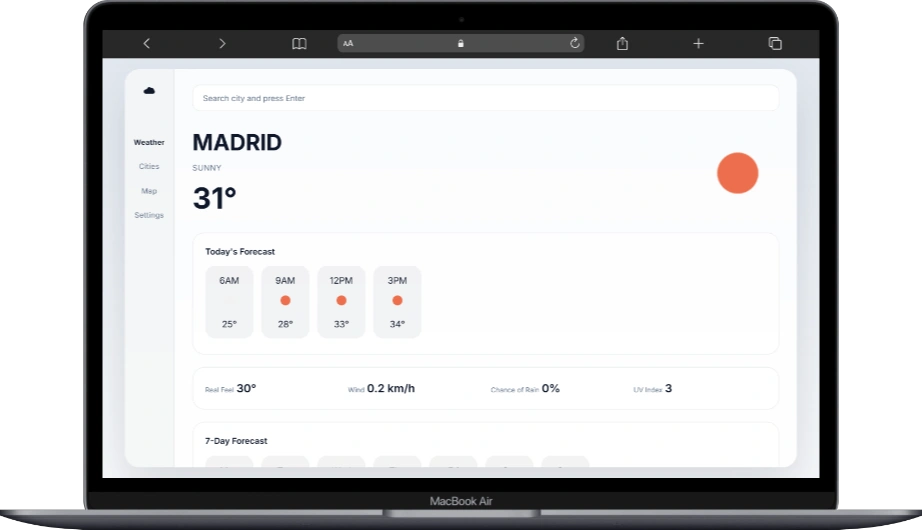 Screenshot of Weather App